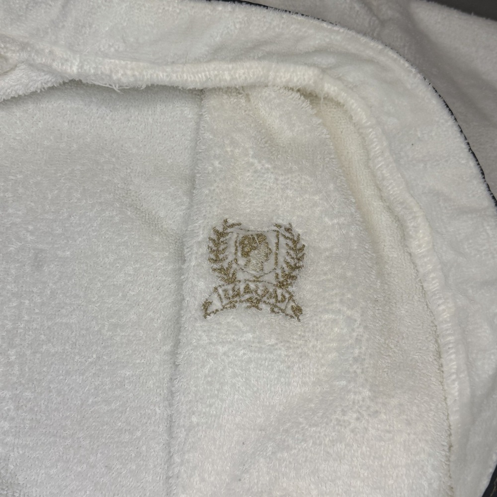 VTG 80s Caesars Palace White Terry Cloth Robe Gold Black Accents Mens Womens - Picture 5 of 12